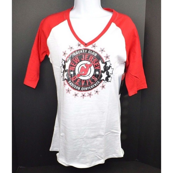 New Jersey Devils V-Neck Raglan T-Shirt - Picture 1 of 5